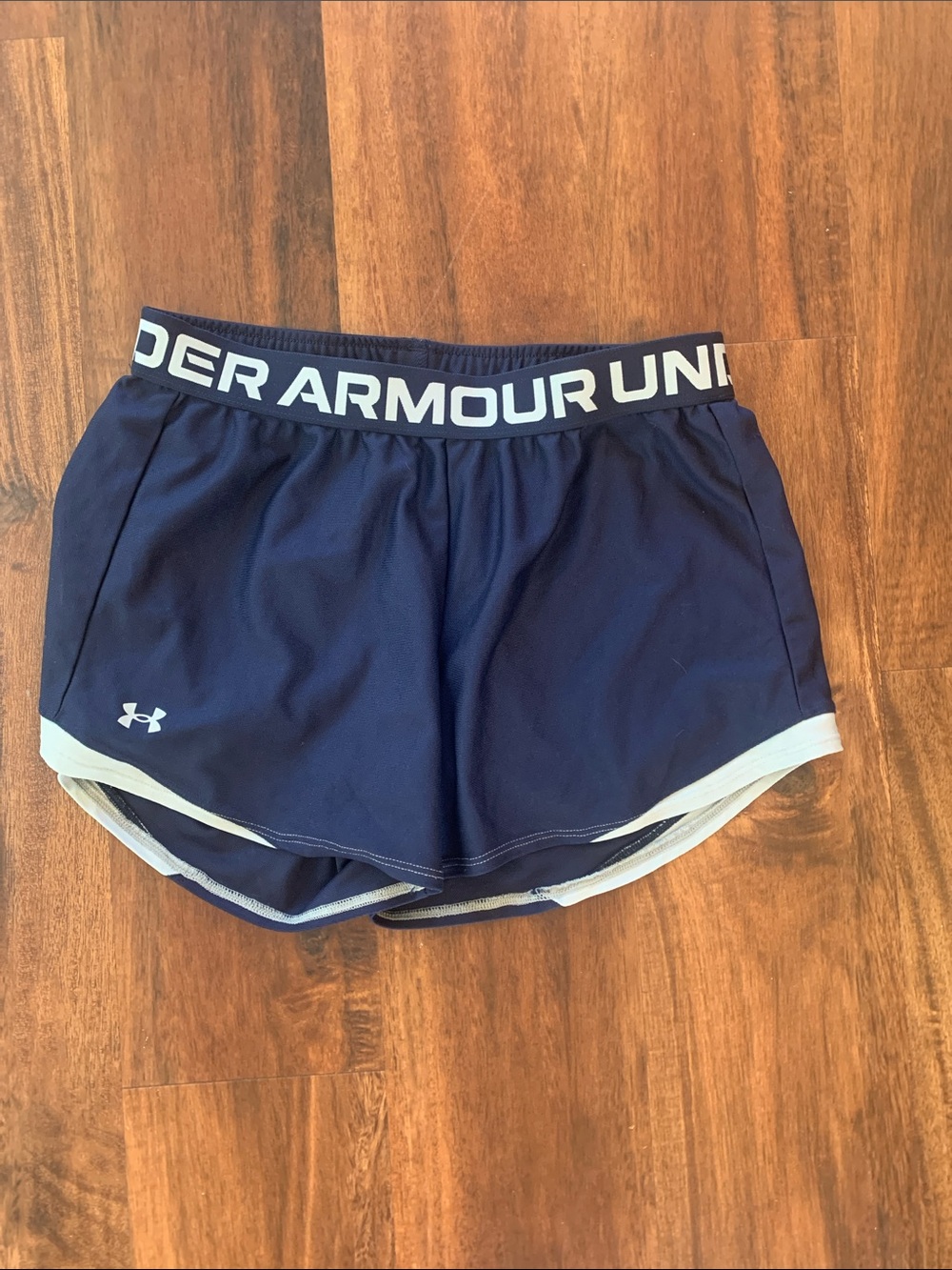Under Armour Navy Athletic Running Shorts with Grey Trim